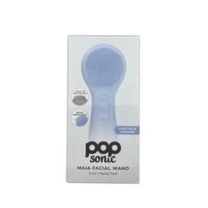 PopSonic Maia Facial Wand 3-in-1 Sonic Face Cleansing Tool Blue Deep Hot Cold